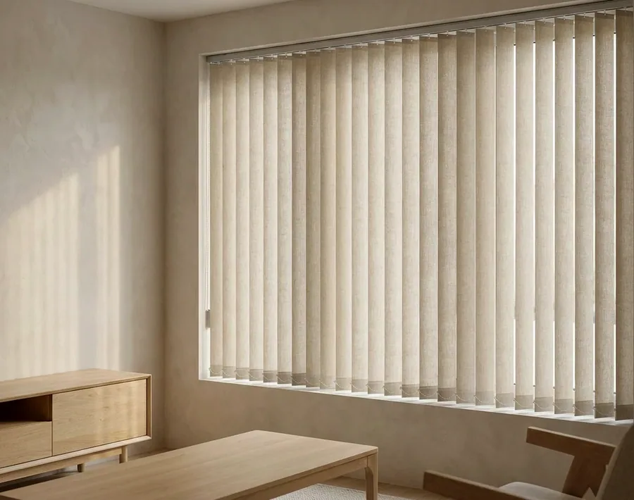 Vertical & panel blinds fitted in a Stellies home